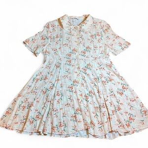 Zara Floral Peach Button-Up Blouse